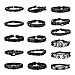 FUNRUN JEWELRY 16 PCS Braided Leather Bracelets Set for Men Black Wrap Cuff Bracelet Adjustable Punk