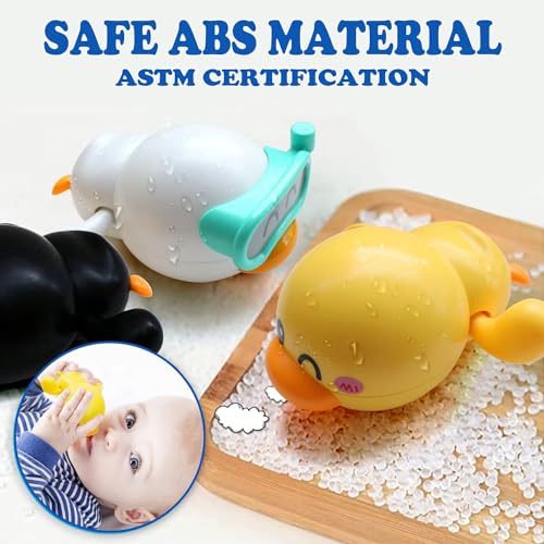 TERRIFI Baby Bath Toys, 3 Pcs Wind Up Duck Bathtub Toys for Toddlers 1-3 Years Old, Floating Pool Games, Water Toys for Swimming for Boys and Girls