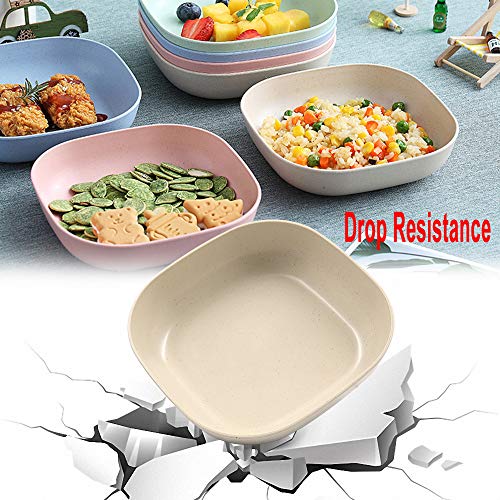 NA PCS Square Lightweight Wheat Straw Plates