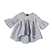 Lefyira Baby Girl Stripe Top Blouse Autumn Ruffle Sleeve Shirt Casual Clothes (12-18 Months, Black+White)