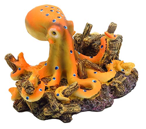 Gumolutin Aquarium Fish Tank Decoration Emulational Octopus Ship Aquarium Decor Ornaments, Big