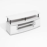 Furinno Jaya TV Stand, Entertainment Center, TV Console, for TV up to 55 Inch, with 2 Doors and Cable Management Holes, for Living Room, Bedroom, Plain White