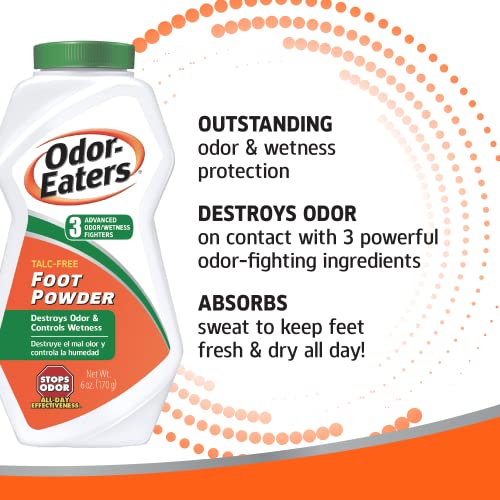 OdorEaters Foot Powder, 6 oz, Pack of 4 Shoe Odor Foot Odor