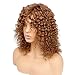 Goldfinch 100% Human Hair Wig Kinky Curly Wig with Bangs Fluffy Wavy Wig 150 Density 14 inches Brown Wig +Free Wig Cap