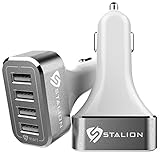 Car Charger: Stalion 4-Port Multiple USB Rapid Travel Adapter for iPhone 6 6s 7 Plus Samsung Galaxy S7 S6 Edge+ GPS Smartphones & Tablets (White)