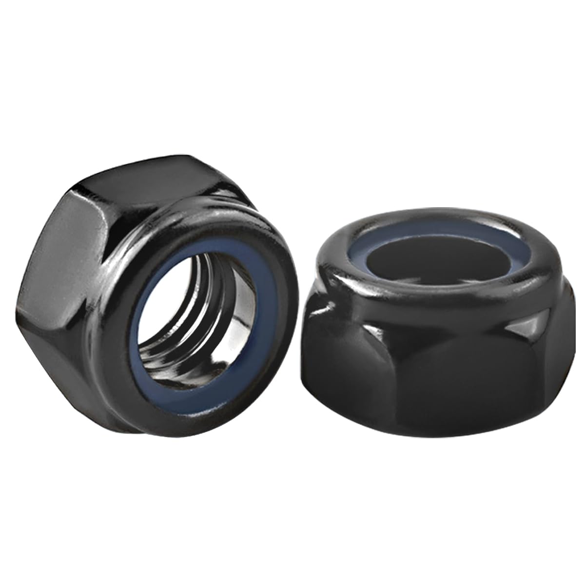 Drenky M3 Nuts Black Nyloc Hex Nuts Self Locking Nut with Nylon Inserts 304 Stainless Steel Hex Lock Nuts DIN985 Steel Hex Nuts for Bolts & Screws, Standard Thread, Pack of 25