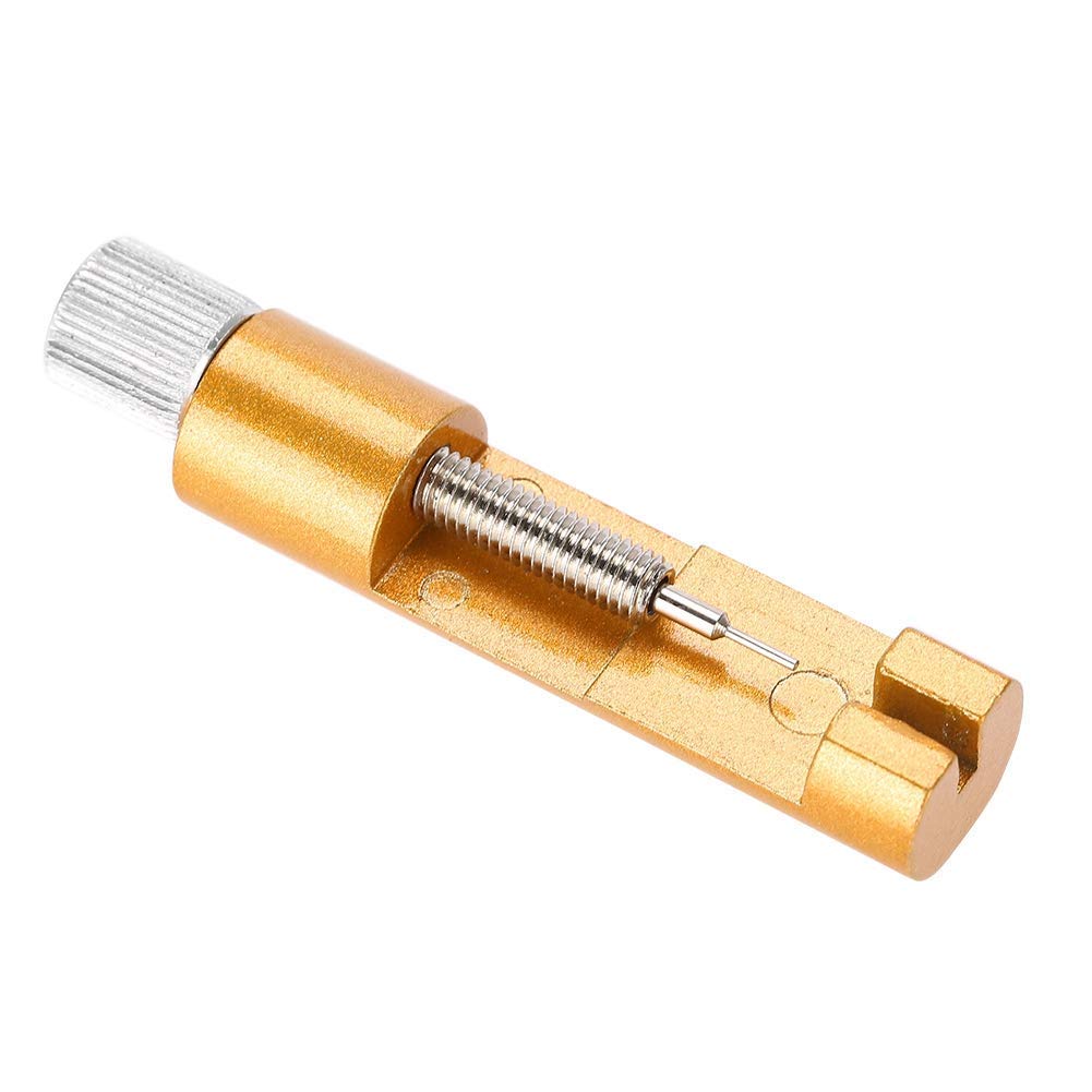 Shiwaki Metal Watch Band Link Pin Remover Tool Portable Watch Strap Repair Links Adjustment Device for Watchmakers with 3 Extra Pins (Gold)