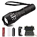 Airsspu Super Bright LED Tactical Flashlight, High Lumen Handheld Flashlight Zoomable Adjustable Focus 5 Modes Water Resistant Torch - Rechargeable 18650 Lithium Ion Battery & Charger