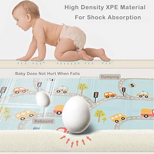 Baby Play Mat, Extra Large Baby Crawling Mat, Portable Waterproof Non Toxic Soft Foam, Anti-Slip Folding Puzzle Mat Playmat for Infants, Toddlers, Kids, Indoor or Outdoor Use, 77x70 inch