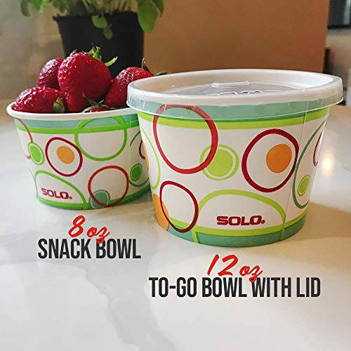 Solo Cup Company Solo Cup Paper Snack Bowl with Lid, 60 Count, 12 Oz - Thumbnail 6