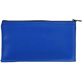 BankSupplies Reusable Deposit Bag | 11” W x 6” H | Vinyl Coating | Royal Blue | Double-Stitched Seams | Heavy-Duty Nylon Zipper | Leather-Like Textured Grain | Bank Bags with Zipper