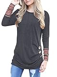 Anicco Womens Long Sleeve Casual Round Neck Loose Tunic Top Blouse T-Shirt