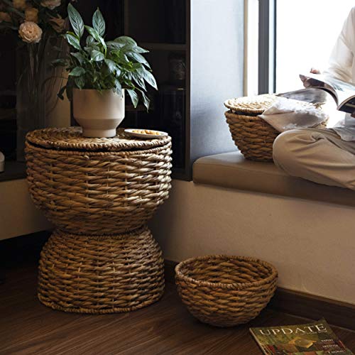 Woven Storage Ottoman Poof Natural Seagrass Poufs, Multipurpose