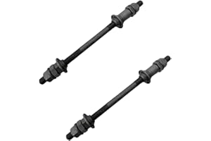 Cauaoa 2pc Black Bike Axle 190MM for Bicycle Multiple Speed Rear Hub Axle 3/8 Inch,26 TPI Hub Shaft Conical Lock Nut Washer K
