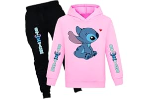 CHITOLDEDER Girls Cartoon Hoodie Set Kids Princess Hooded Pullover Sweatshirt Casual Long Sleeve Clothes Suit for 4-13 Years