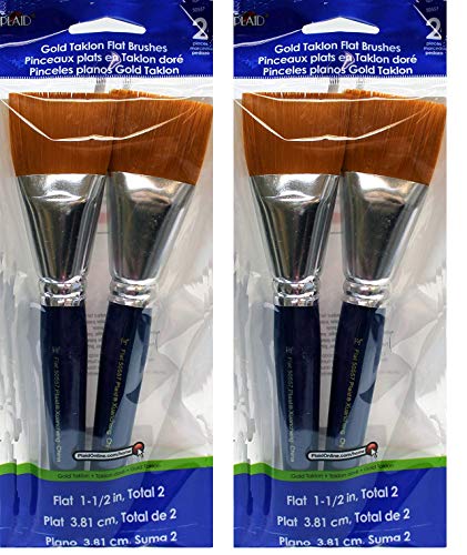 Plaid Enterprises, Inc. Enterprises, 50557E Plaid Taklon Flat Brush,
Gold (2-Piece) (2-Pack)