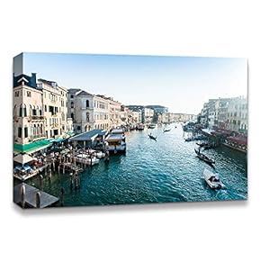 Canvas Wall Art Beautiful Landscape Grand Canal, Venice, Italy Painting Artwork for Home Prints Framed - 12x18 inches