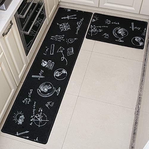 Apply to Kitchen Non-Slip Mat,Carpet,Door Mat, Non-Slip Floor Washable Kitchen Mat and Non-Slip Hallway Carpet for Kitchen and Entrance (17"×30", Stationery Black)