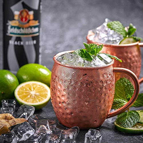 Deik Moscow Mule Mugs, 16oz Set of 4 Moscoe Mule Copper Cups with Brass