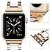 V-MORO Resin Bands Compatible Apple Watch Bands 38mm 40mm iWatch Women Series 4/3/2/1, Luxury Metal Stainless Steel Metal Wristband Bracelet Strap (White/Copper, 38mm)