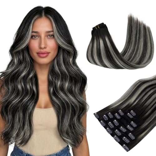 MAXITA Clip in Hair Extensions Real Human Hair