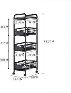 GC&& 4-Nivel Carro De Cocina Diseño Delgado Acero Al Carbono con Ruedas