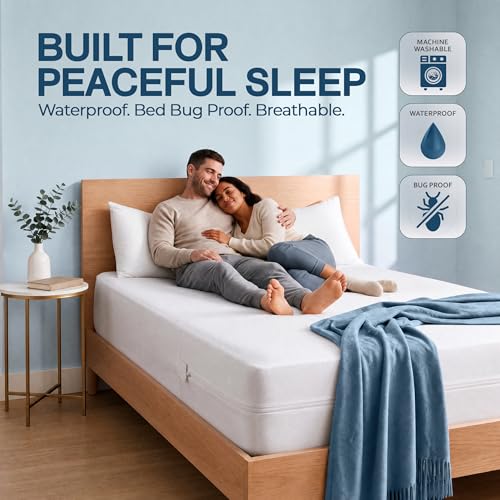 Beddora Zippered Mattress Encasement Queen - 100% Waterproof and Bed Bug Proof Mattress Protector - Absorbent, Six-Sided Mattress Cover