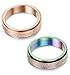 FIBO STEEL 2 Pcs 6MM Stainless Steel Spinner Wedding Rings for Women Men Engagement Promise Ring,Size 7