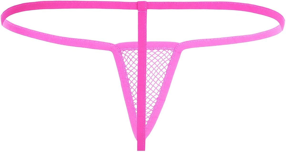 Freebily Women's Lingerie Fishnet Knickers G-string Bikini Micro Thong Underwear Rose One Size: Clothing