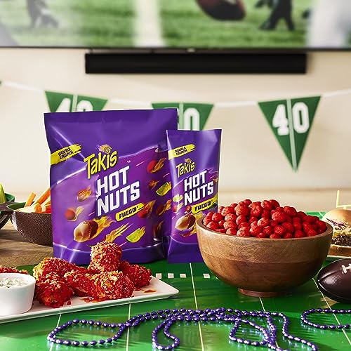 TAKIS HOT NUTS FUEGO DOUBLE CRUNCH PEANUTS, HOT CHILI PEPPER AND LIME ARTIFICIALLY FLAVORED PEANUTS, 3.2 OUNCE BAG