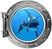 Porthole Window Wall Decal Killer Whale and Cub Silver Port Scape Orca Baby Whale Ocean Sea Animal Wall Art Peel and Stick Kids Room Decor 12 inch