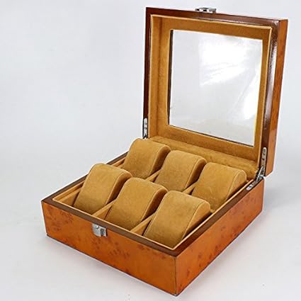 Caja de reloj de 6 dígitos Caja de madera y ventana de vidrio ...