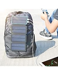 FEELLE   Cargador solar con 4 paneles solares para iPhone, Samsung Galaxy, iPad, teléfono Android (92,5 Wh)
