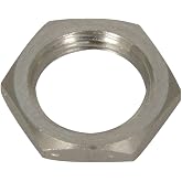 Keystone 1456 Hex Nut, Mounting Hardware, 3/8"-32 Thread, 0.493" Hex x 0.09" Thick, Nickel Plated Brass (Pack of 20)