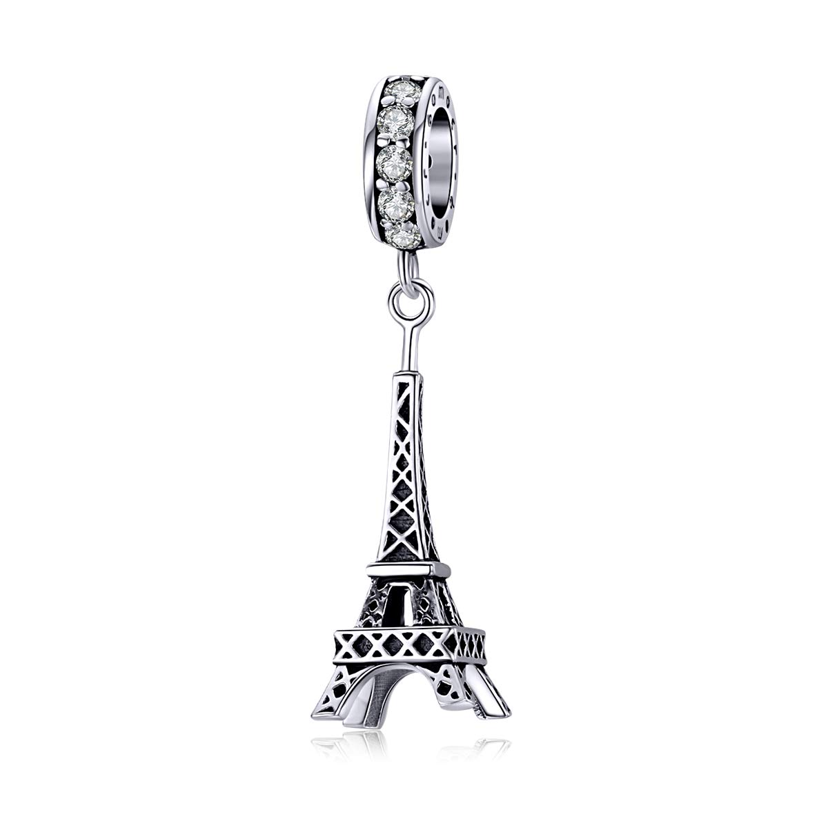 Fantasticharm Travel Paris Eiffel Tower Charm Pendant 925 Sterling Silver Dangle Bead fits European Style Bracelet DIY Jewelry