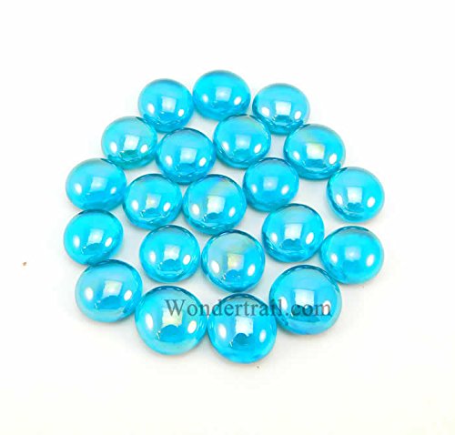 Teal Translucent Glass Bead Tokens 12-15mm 22ea Wondertrail WON0302