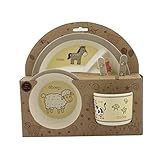 Beriwinkle Kids 5-Piece Meal Set, Durable Toddler Dinner Set, Eco-Friendly Bamboo Dishes, Food-Safe Feeding Set for Children, Boys and Girls
