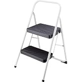 Two Step Folding Step Stool with Cool Gray Frame and Black Steps