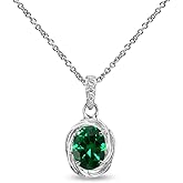 B. BRILLIANT Sterling Silver Genuine or Synthetic Gemstone 8x6mm Oval Love Knot Pendant Necklace