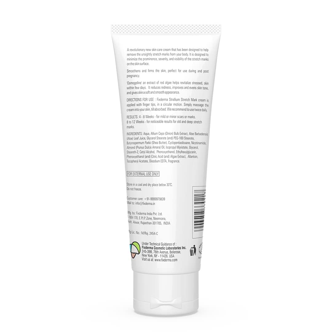 Grah Fixderma Strallium Stretch Mark Cream, Removes Pregnancy stretch marks, Scar removal and Moisturizing Cream, Stretch mark remover for Stomach, thighs & all body parts- 75g