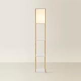 MiniSun Oak Wooden Floor Lamp with Shelves 159cm 10W Bulb Included
