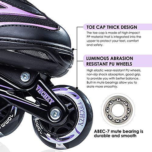 VECHZY Comfortable Adjustable Inline Skates with Light up Wheels