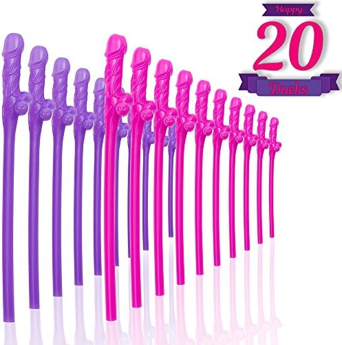 Bachelorette Straws Party Drinking Disposable,20 PACK Pink&amp;Purple Straws,Great For Bridal Party Decoration&amp;Hen Parties&amp;Party Favors,Best Bachelorette Party Supplies