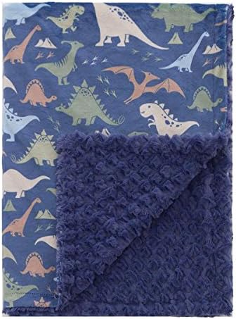 Baby Laundry Blue Dinosaur Minky Throw Blanket (42"x55")