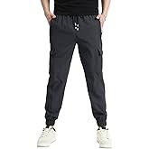 HONCAN Boys Cargo Joggers Pants Outdoor Youth Quick Dry Hiking Pants Lightweight Athletic Pants with Zipper Pockets