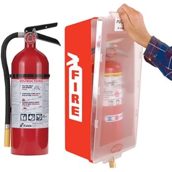 Fire Extinguisher with Cabinet, Red Tub/Clear Cover, Kidde