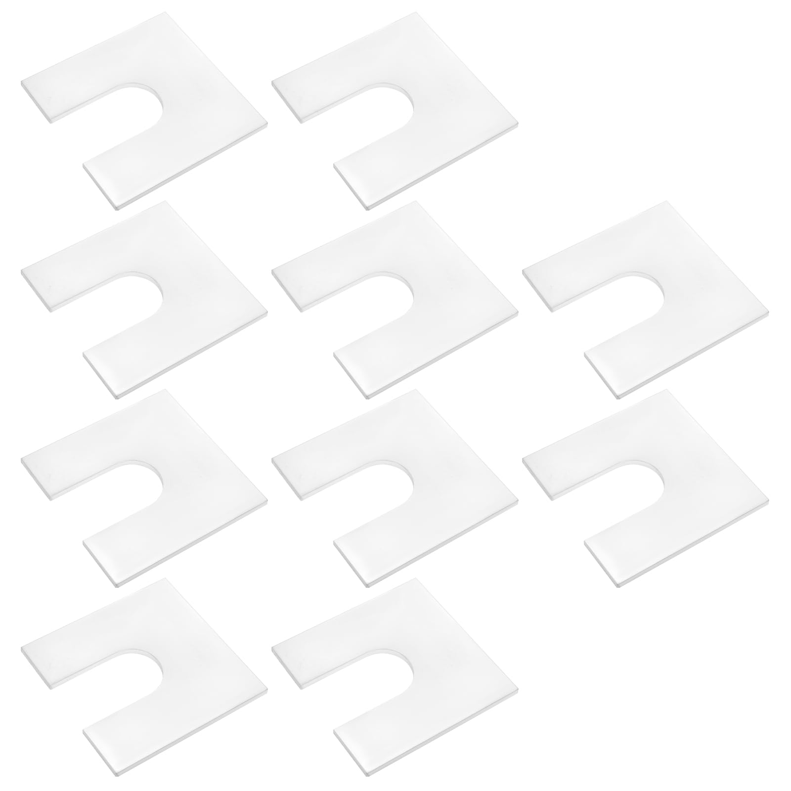 eMagTech 10Pcs Aluminium Packers Horseshoe U Shims Metal Spacers 50mm X 50mm with 17mm Slots Fender Alignment U Shim Flat Plate Square Washer, 2mm Thickness