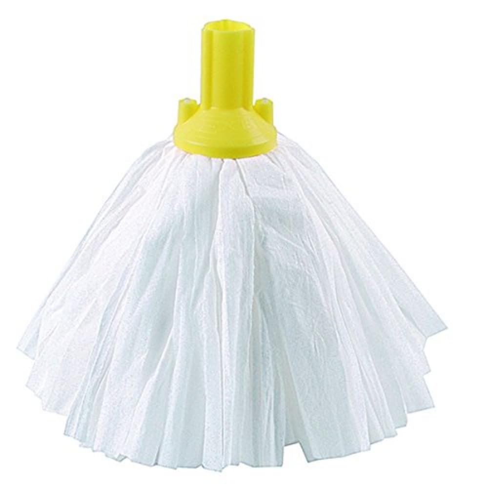 Exel PSYE1210P Standard Big Mop, White and Yellow (Pack of 10)