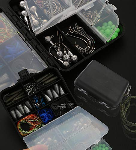 Ilure Fishing Accessories Tackle Box Kit with Hooks Weights Jig Heads O-Rings and Many More for Bass Freshwater and Saltwater