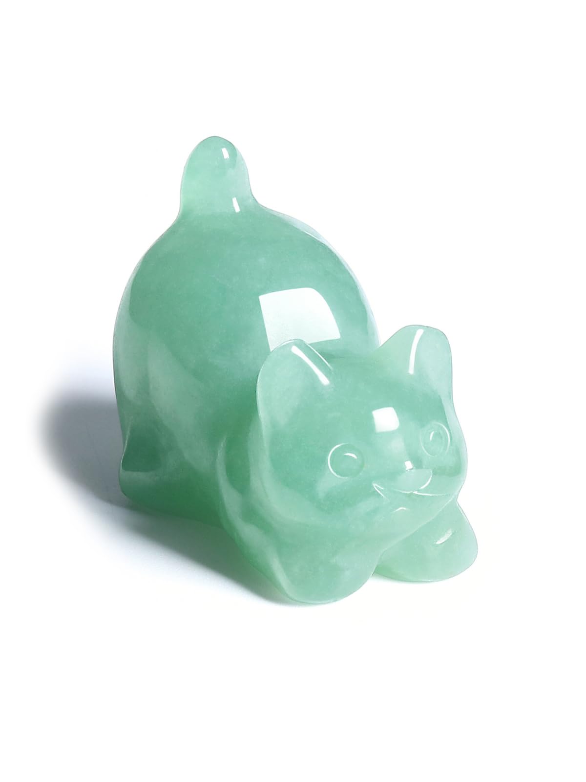 CrystalTears Green Aventurine Crystal Cat Figurine Ornament for Cat Lovers Cute Cats Gifts for Women Healing Crystals Gemstone Cats Statue for Home Desk Decor, Good Luck Crystal Gift for Christmas